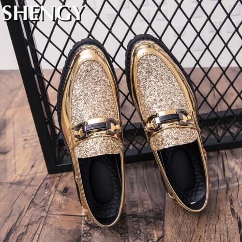 HULINGMEI Men's Patent Leather Shoes