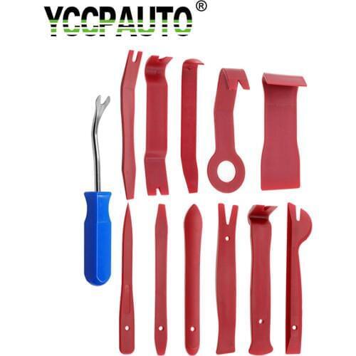 YCCPAUTO 12Pcs Car Motorcycle Repair Disassembly Tools Auto Radio Door Dash Panel Trim Removal Tool Kits Nail Puller Pry Bar