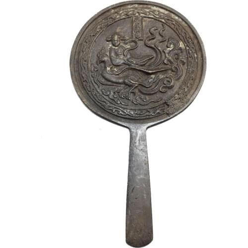 Classic Antique Carved Bronze Mirror Lady Make-up Mirror Home Craft Gift