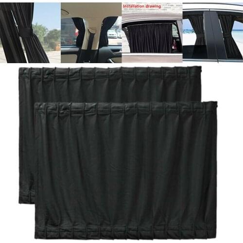 2pcs 50x47cm Black Car Sun Shade Side Window Curtain Polyester Auto Foldable UV Protection Curtain Accessories Parts
