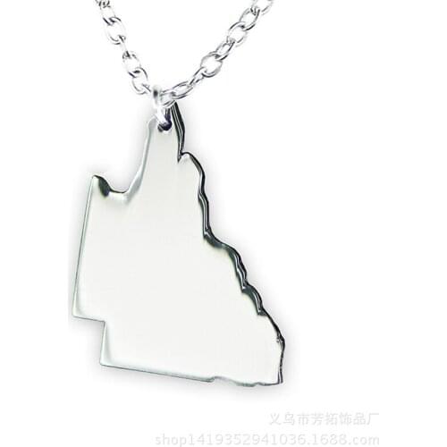 SUTEYI Australia Map Pendant&Necklace Queensland State Stainless Steel Necklaces State Sweater Chain Necklace