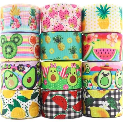 50 Yards 1.5" 38MM Fruit Printed Grossgrain Ribbon For Hair Accessories DIY Crafts Handmade Y202104304