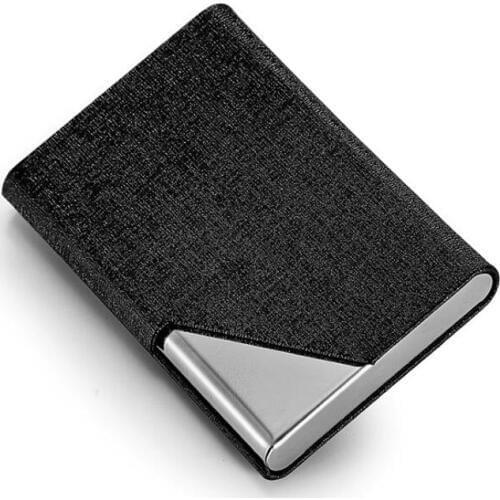 Fashion Unisex Metal With Leather Business Card Holder Mens Credit Card Case ID Card Wallet With Magnet Bag For Women