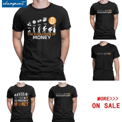 Men Womens T-Shirt The Evolution Of Money Funny Bitcoin Tees Crypto Coin Cryptocurrency T Shirts Plus Size Clothing