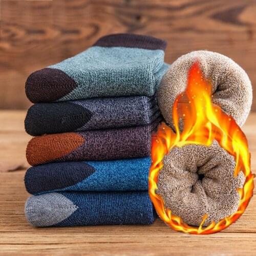 6 Pairs High Quality Cotton Socks Mens Autumn Winter Socks Super Thick Keep Warm Male Sports Casual Business Men Stocking