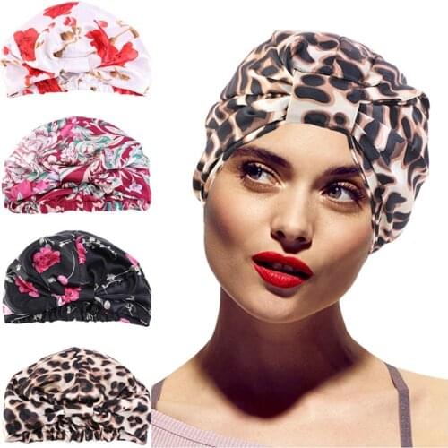 New Muslim print Silky Turban Caps For Women Satin Bonnet Cap Elastic Headscarf Hat Ladies Hairloss Chemo Cap Hair Accessories