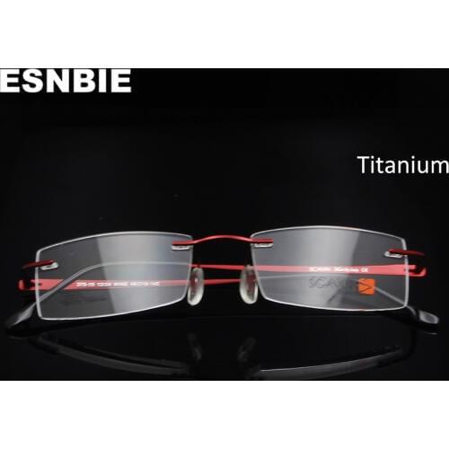 ESNBIE High-Grade Titanium Rimless Eyeglass Frames For Men Ultra-Light Square Myopia Business Frameless Glasses Women