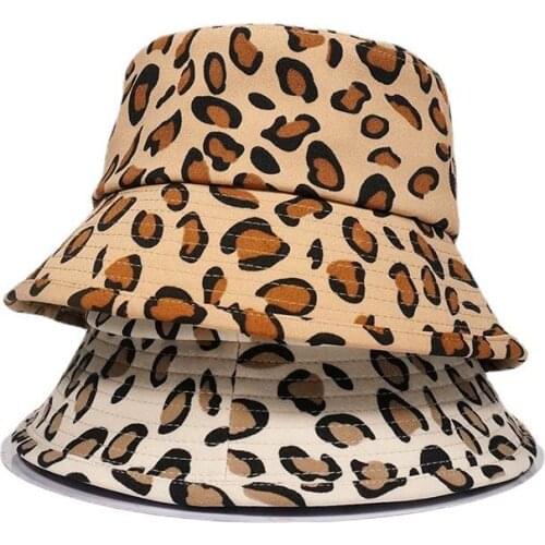 Cotton Leopard Print Bucket Hat Fisherman Hat Outdoor Travel Hat Sun Cap Hats for Men and Women 433