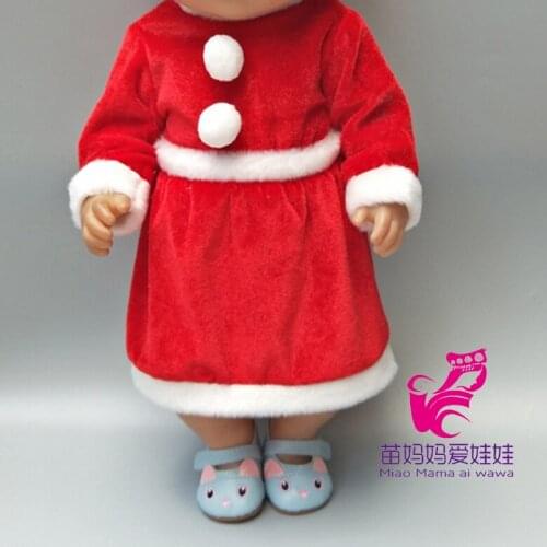 Dress for 43cm baby doll Christmas Santa Claus dress hat for 18 inch doll winter clothes Baby girl Christamas New year gift