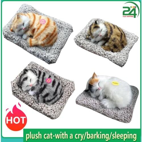 Plush Doll Animal Doll Simulation Cat Dog Breathing Model Toy Cat Multify Pure Colors Rabbit Fur Cat-With A Sound Perfect Gifts