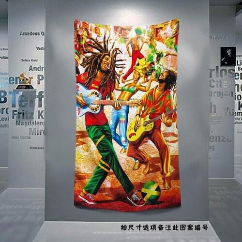 Retro Rock Music Cloth Art Flag Banner Bob Marley Jamaican Reggae Poster Tapestry Hanging Painting Background Decor