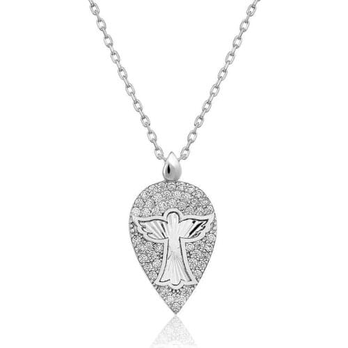 Silverlina Silver Angel Drop Necklace