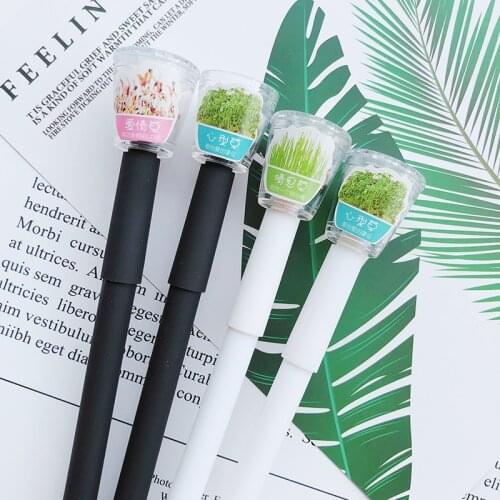 Cute Garden Grow Grass Gel Pen Kawaii Korean Stationery Creative Gift School Supplies 0.5mm Plant Gel Pen