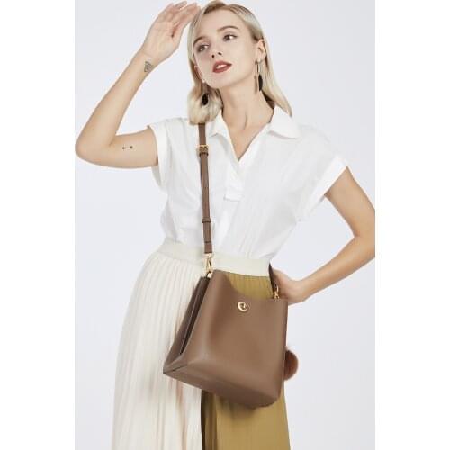 New Fashion Women Shoulder Bag Genuine Leather Tote Luxury Solid Color Crossboday Bags Top-handle Bags Travel Bag Bucket Handbag