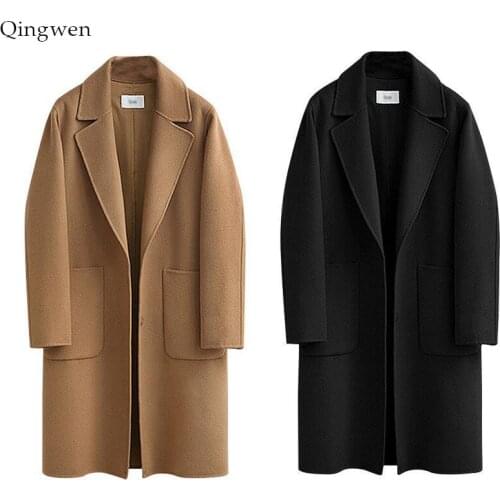 2019 Autumn Winter Long Coat Fashion Winter Coat Women Plus Size Jackets Khaki Coat Popular Outerwear Wool Coat Women