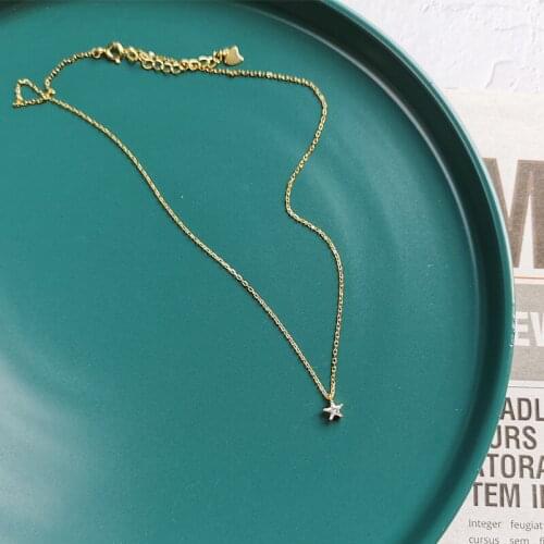 Choker 925 Sterling Silver Necklace 18K Gold Star Zircon Pendant Necklace Fashion For Women Girl Fine Jewelry All-Matched 2021