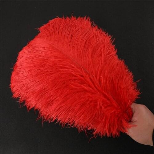 Wholasale fluffy soft Red ostrich feather 10pcs-200pcs15-70cm DIY feathers for crafts needlework making wedding decoration pluma