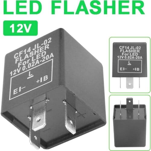 12V 3 Pin CF14 LED Car Flasher Relay for Turn Signal Bulbs Adjustable Automotive Flashers Professional Car Replacement Parts