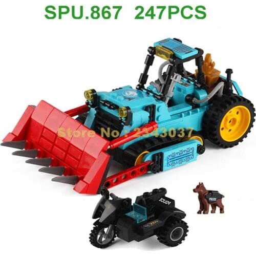 1927 247pcs Urban Police Urban Engineering Bulldozer Construction Vehicle Clown Dog 2 Dolls Building Blocks Toy