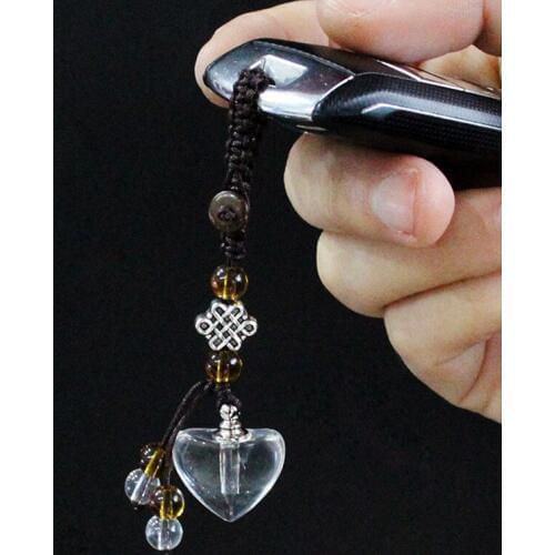 2PCS Clear Crystal Vial Keychain Screw Cap Rice vials keyrings Perfume Bottle Rice Charms Wishing Bottle Pendant Jewelry Gift