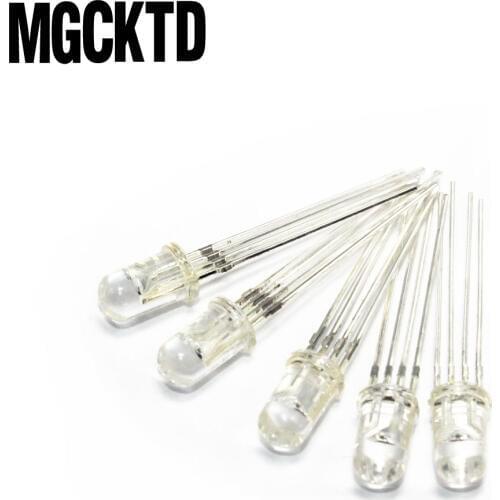 50PCS/LOT 5mm RGB Ultra Bright led Common Cathode 3.1-3.3V red, green, blue three color four feet seven li ghts