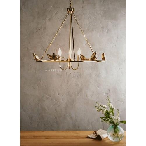 American copper bird wall lamp chandelie room guest restaurant cloakroom aisle luxury post-modern Nordic simple chandelier