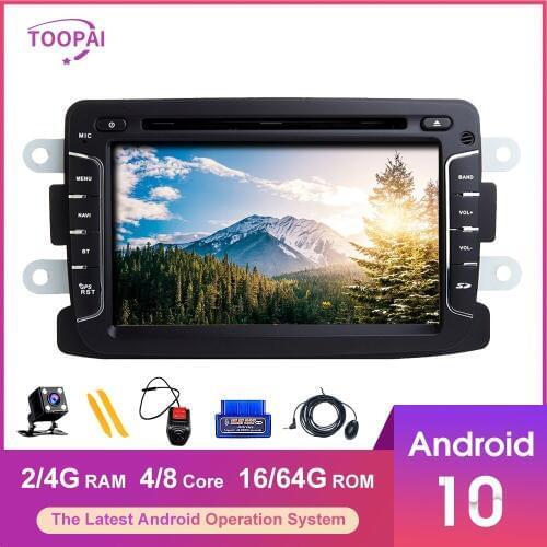 TOOPAI Android 10 For Renault Duster Dacia Logan Sandero Xray 2 GPS Navigation Multimedia Auto FM Radio Stereo Head Unit DVD SWC