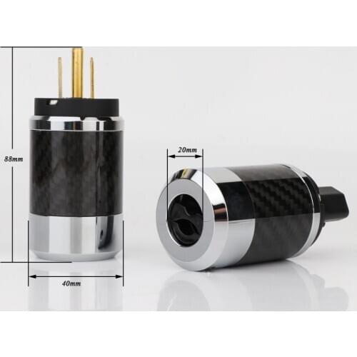 BCF4-G Hi-End Carbon Fiber Gold Plated With gasket US Power Plug IEC Connector Female male Plug Hifi US Power Adaper Plug