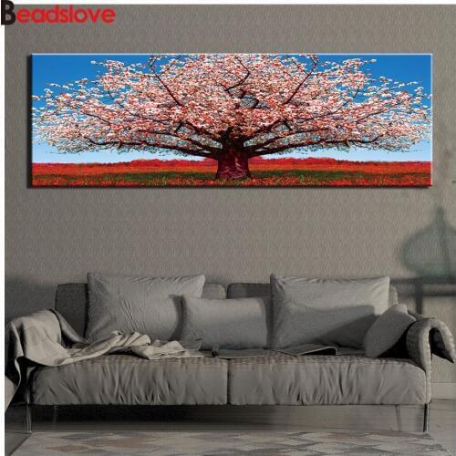 Large 5D DIY square round Diamond Painting Tree nature landscape Mosaic Rhinestone Embroidery with diamonds art wall sticker