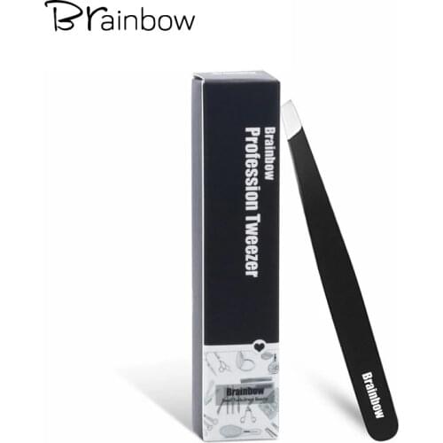 Brainbow Tight Slant Eyebrow Tweezer Anti-Static Eyelashes Extension Pinzette Eyelid Sticker Application Eyes Hair Removal Tools