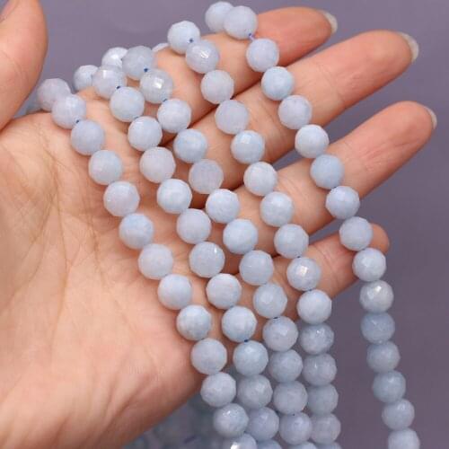 New Style Natural Stone Beads Round Section Aquamarine Loose Bead 8 MM For Jewelry Making DIY Necklace Earrings Accessory