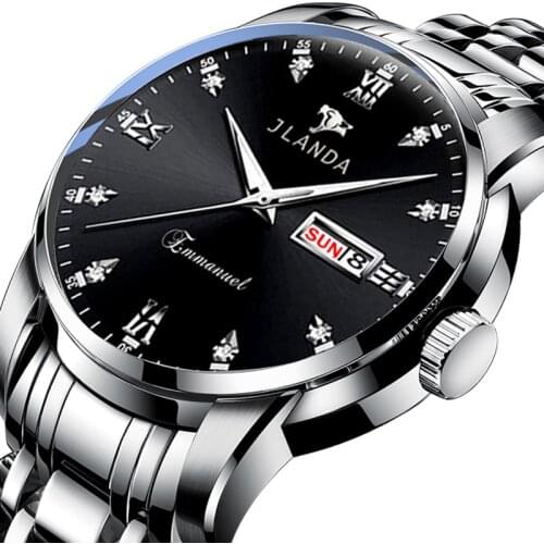 JLANDA Waterproof Date Luminous Sports Brand Steel Strap Clock Fashion Atmosphere Luxury Quartz Casual Men Relogio Masculino