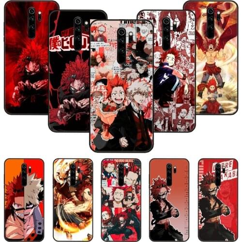Phone Case For Xiaomi Redmi Note 8 8T 7 7A 9 9S 8A 4 5 Pro Black Cover Hoesjes 3D Prime Soft Coque My Hero Kirishima Eijiro
