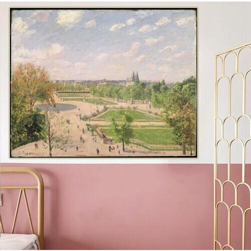 Citon Camille Pissarro《The Garden of the Tuileries on a Spring Morning》Canvas Art Oil Painting Artwork Picture Home Decoration
