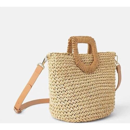 Designer Straw Woven Vegetable Basket Bags Woven Womens Shoulder Messenger Bag Vacation Beach Handbag Lady Clutch Purse New