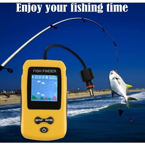 Handheld Fish Finder Portable Fishing Kayak Fish Finder Fish Depth Finder Fishing Gear with Sonar Transducer and LCD Display
