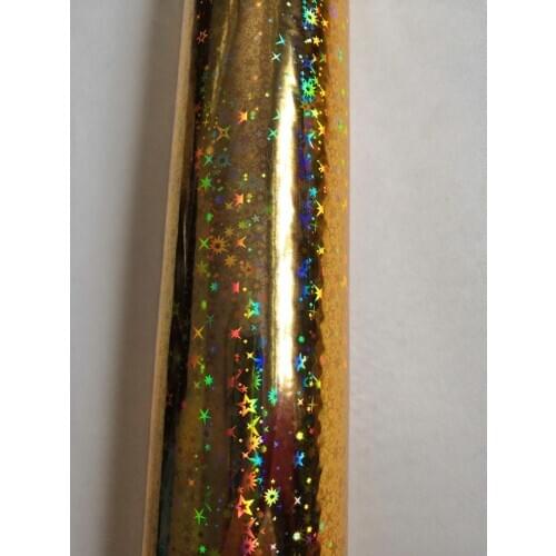 Holographic foil hot stamping foil gold color star pattern A41 hot press on paper or plastic 64cm x120m