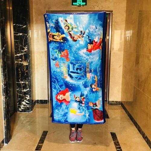 Disney Toy Story Stitch Princess Anime Figures Cartoon Product Cosplay Accessories Bath Towel Washcloth Unisex Gift