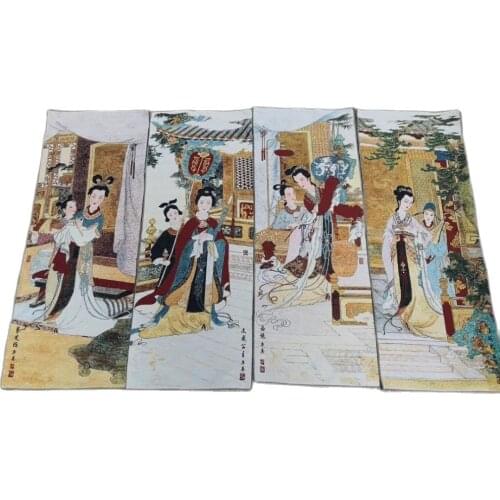 Brocade Painting Silk Fine Embroidery Painting Four Screens Embroidery Ancient Beauty Painting Cai Wenji Xishi Customized
