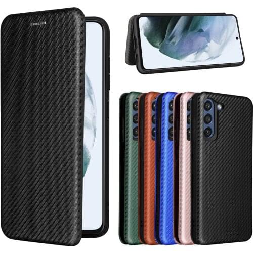 For Samsung Galaxy S21 FE Case Carbon Fiber Flip Leather Case For Samsung S21FE S21 Fan Edition S 21 Case Cover