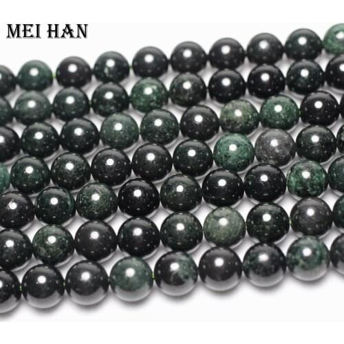 Meihan (1 strand/set) Natural 10-10.3mm Dark jade smooth round loose beads DIY Semi-precious for jewelry making design Wholesale