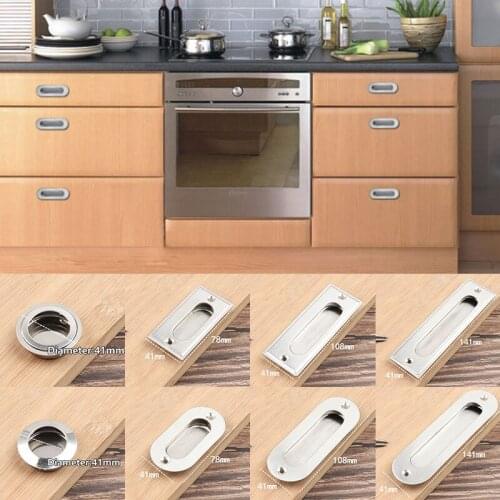Hot Selling Hidden Door Handles Stainless Recessed Flush Pull Cover Floor Cabinet Handle Bright Chrome Dark Furniture Hardware