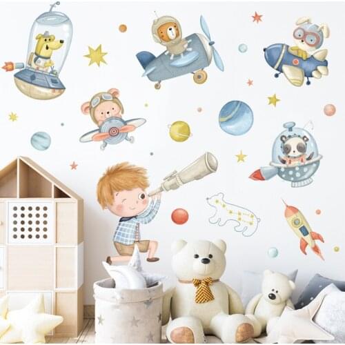 Cartoon Creative Wall Stickers for Kids Room Decoration Door Decals Poster Nursery Baby Bedroom Decor Wallpaper