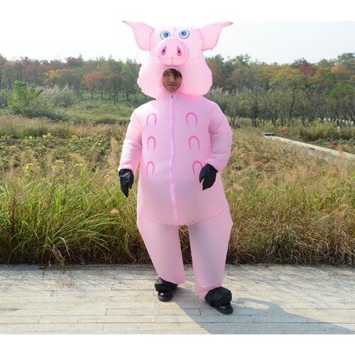 Pink Pig Inflatable Pig Costumes for Adults Animal Halloween Carnival Cosplay Party Fancy Dress Women Men Birthday Outfits