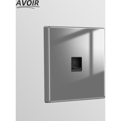 Avoir Wall Socket Weak Current Socket Rj45 Network With TV Plugs Gray Glass Panel Double Computer Internet Outlet Computer Jack