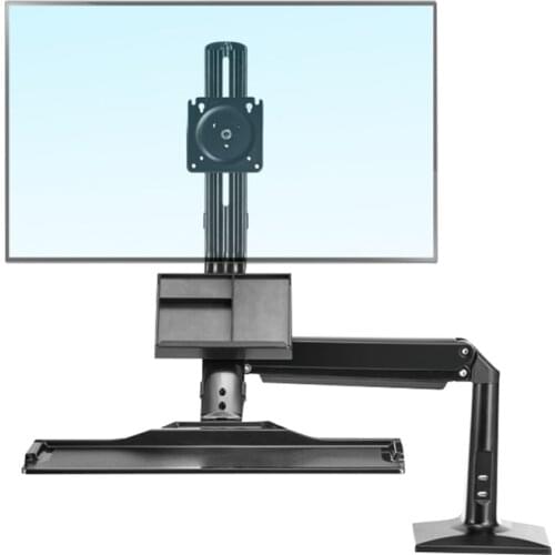 NB35 Ergonomic Desktop Gas Spring 19-27 Inch Monitor Holder With Foldable Keyboard Tray Full Motion Sit-Stand Workstation Load 9