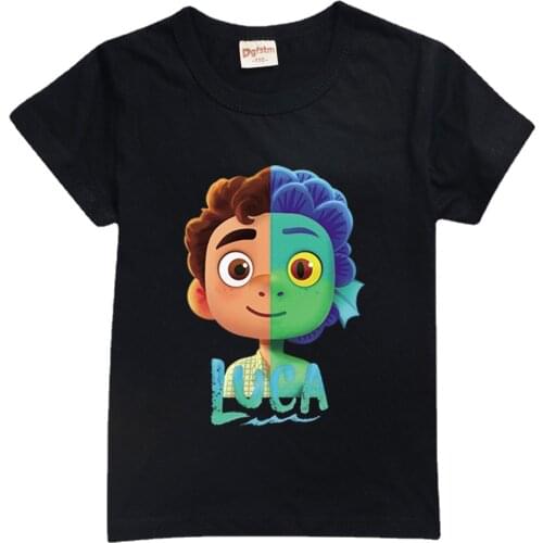 New Childrens Short Sleeve T-shirt Cotton Disney Luca Alberto Sea Monsters Boys Girls Tops Shirts Streetwear Kids Tshirt O-Neck