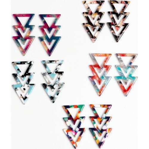 Tortoise Shell Earring Charms,Acetate Acrylic Triple Triangle Shaped Pendant,Earrings Part,Big Earring Findings,39x20.5mm,ACE245