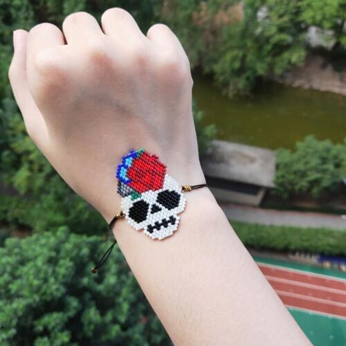 Fairywoo Skeleton Brecelet Big Jewelry Handmade Miyuki Bead Pendant Accessories For Women Luxury Gifts Adjustable Rope Bangles