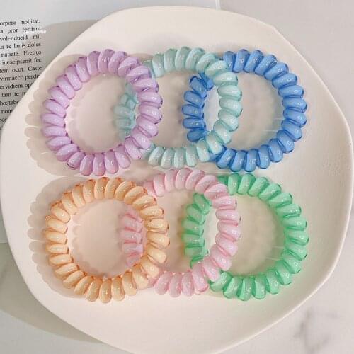 10pcs Elastic Hair Bands Spiral High Elasticity Telephone Wire Solid Color Gum for Hair Rubber Band Hair Tie Hair Accessories